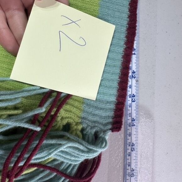 Vintage Y2K Lambswool & Angora Rainbow Striped Fringe Winter Scarf Colorful - Picture 14 of 15